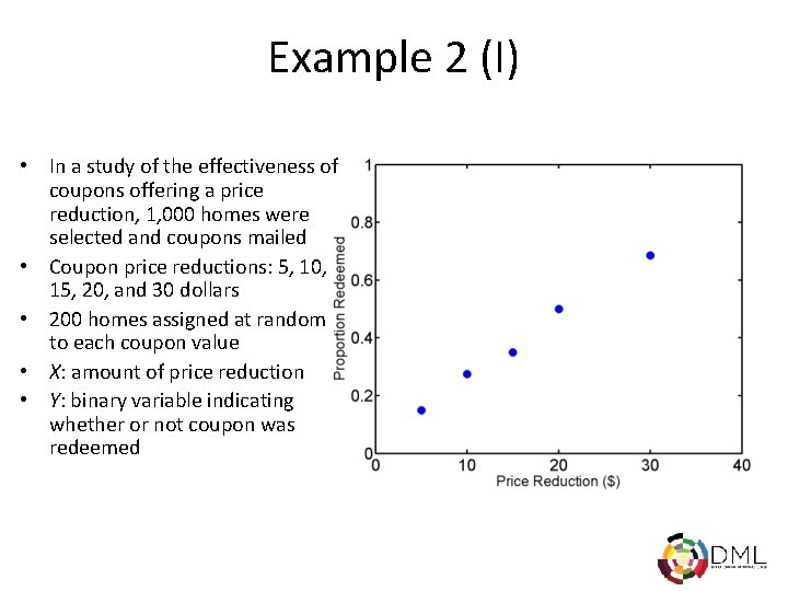 Example 2 (I) • In a study of the effectiveness of coupons offering a