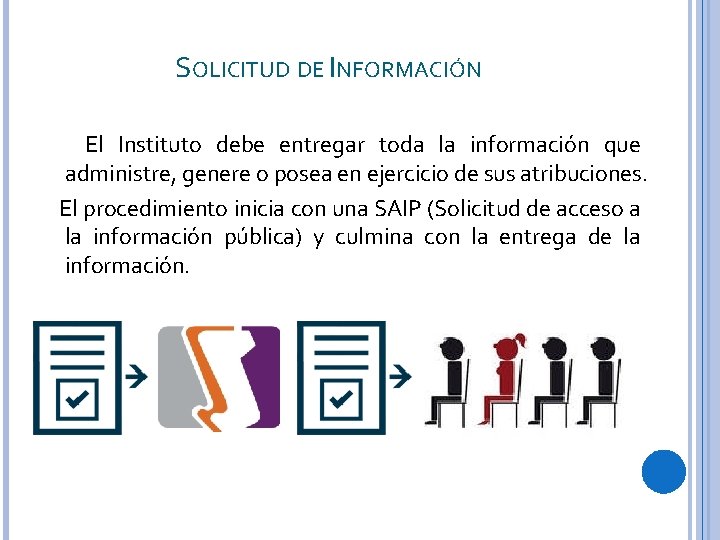 SOLICITUD DE INFORMACIÓN El Instituto debe entregar toda la información que administre, genere o