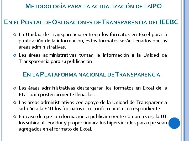 METODOLOGÍA PARA LA ACTUALIZACIÓN DE LAIPO EN EL PORTAL DE OBLIGACIONES DE TRANSPARENCIA DEL