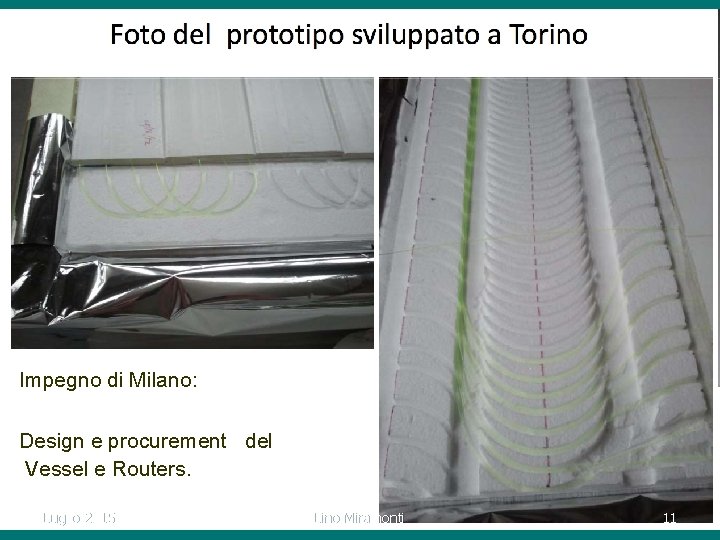 Impegno di Milano: Design e procurement del Vessel e Routers. Luglio 2015 Lino Miramonti