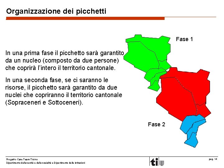 Organizzazione dei picchetti Fase 1 In una prima fase il picchetto sarà garantito da