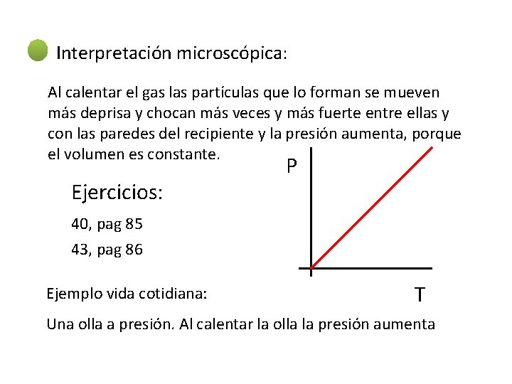 Interpretación microscópica: Al calentar el gas las partículas que lo forman se mueven más