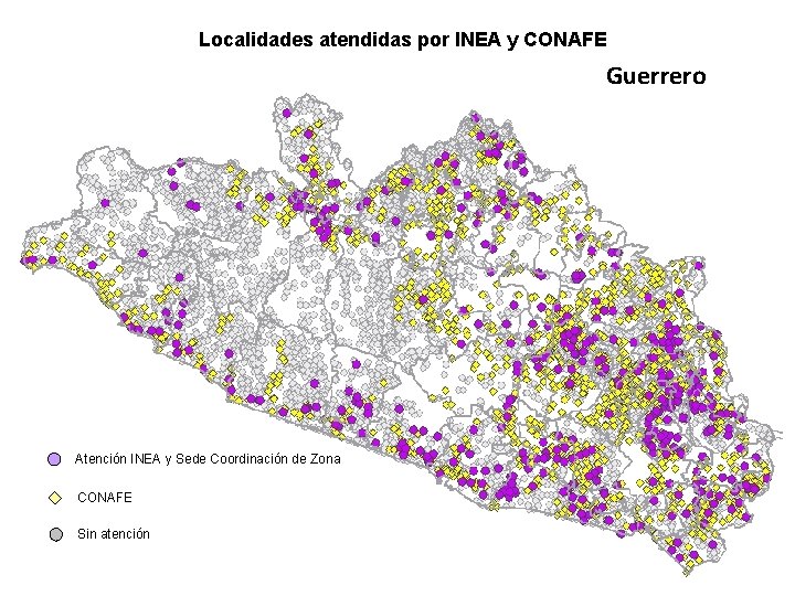 Localidades atendidas por INEA y CONAFE Guerrero Atención INEA y Sede Coordinación de Zona