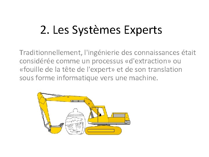 2. Les Systèmes Experts Traditionnellement, l'ingénierie des connaissances était considérée comme un processus «d'extraction»