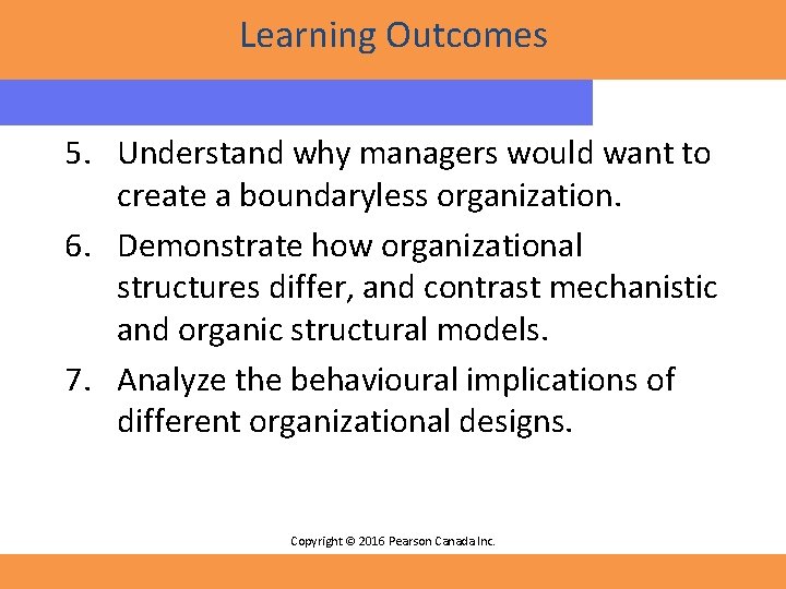 Learning Outcomes 5. Understand why managers would want to create a boundaryless organization. 6.