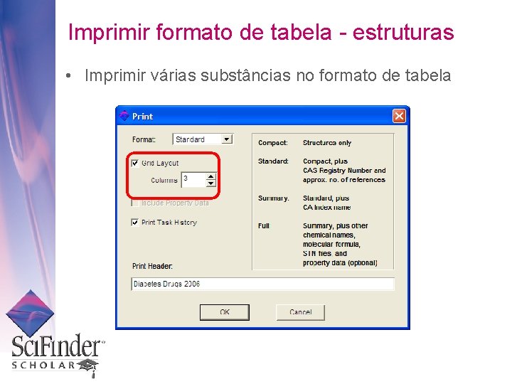 Imprimir formato de tabela - estruturas • Imprimir várias substâncias no formato de tabela