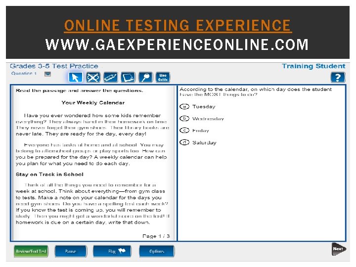 ONLINE TESTING EXPERIENCE WWW. GAEXPERIENCEONLINE. COM 