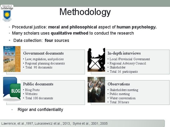 Methodology • Procedural justice: moral and philosophical aspect of human psychology. • Many scholars