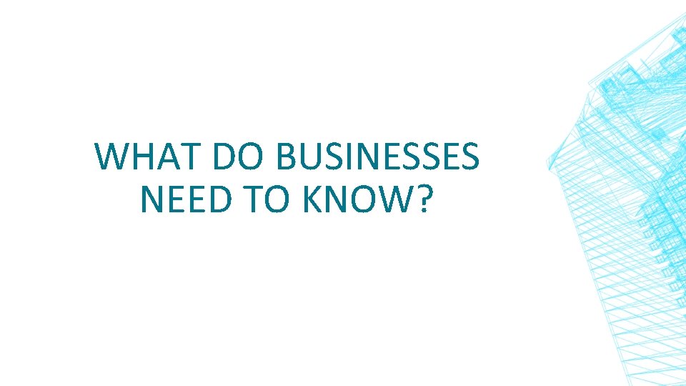 WHAT DO BUSINESSES NEED TO KNOW? 