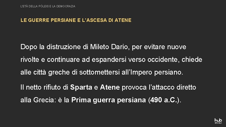 L’ETÀ DELLA PÓLEIS E LA DEMOCRAZIA LE GUERRE PERSIANE E L’ASCESA DI ATENE Dopo