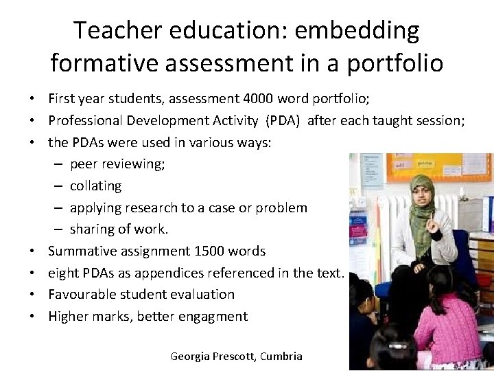 Teacher education: embedding formative assessment in a portfolio • First year students, assessment 4000