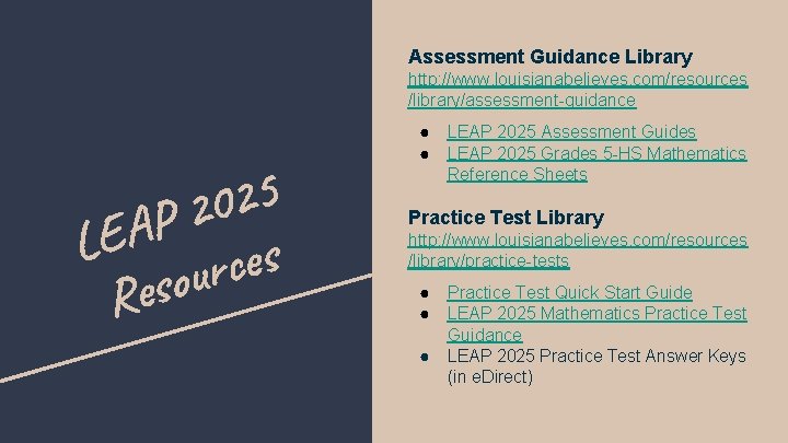 Assessment Guidance Library http: //www. louisianabelieves. com/resources /library/assessment-guidance 5 2 0 2 P LEA