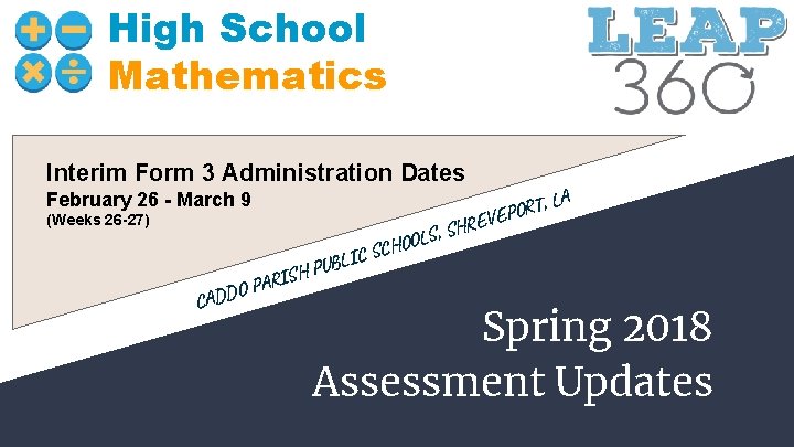 High School Mathematics Interim Form 3 Administration Dates February 26 - March 9 (Weeks