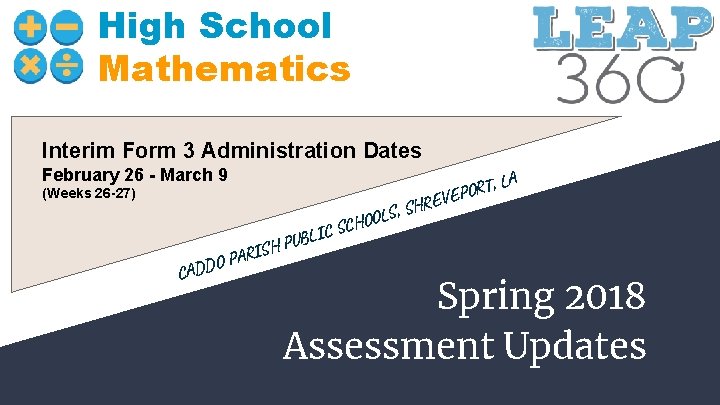 High School Mathematics Interim Form 3 Administration Dates February 26 - March 9 (Weeks