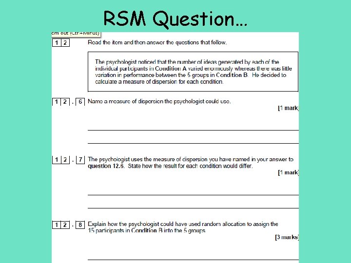 RSM Question… 