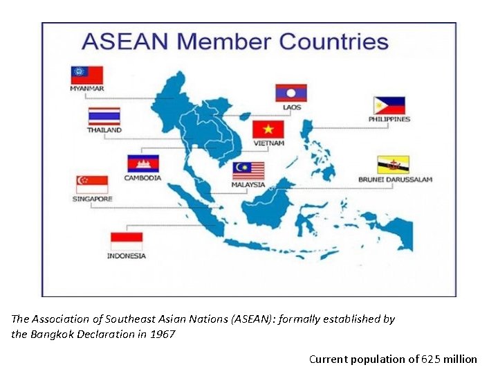 The Association of Southeast Asian Nations (ASEAN): formally established by the Bangkok Declaration in