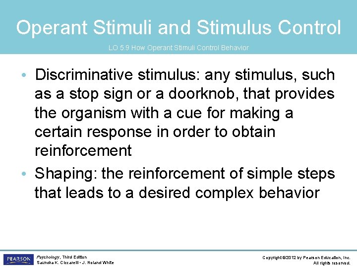 Operant Stimuli and Stimulus Control LO 5. 9 How Operant Stimuli Control Behavior •