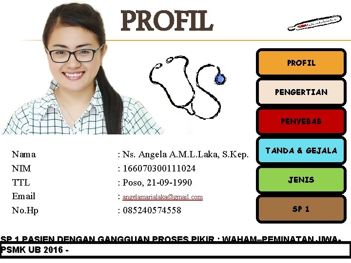PROFIL PENGERTIAN PENYEBAB Nama NIM TTL Email No. Hp : Ns. Angela A. M. PROFIL PENGERTIAN PENYEBAB Nama NIM TTL Email No. Hp : Ns. Angela A. M.