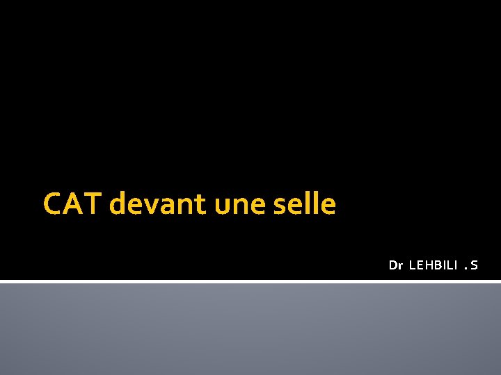 CAT devant une selle Dr LEHBILI . S 