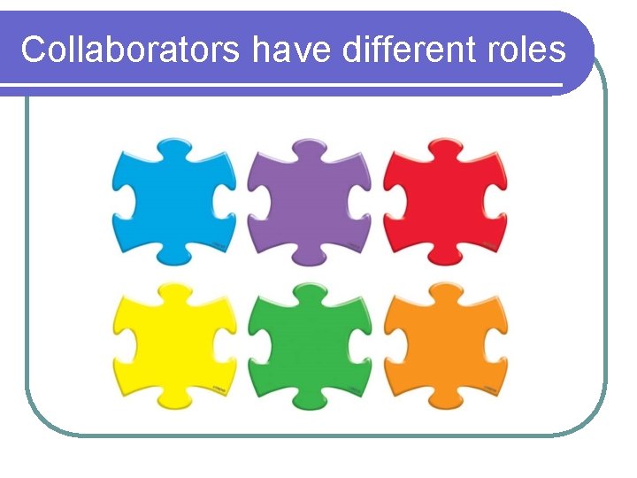 Collaborators have different roles Collaborators have different roles