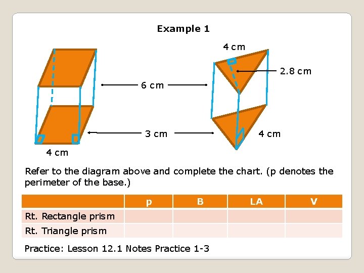 Example 1 4 cm 2. 8 cm 6 cm 3 cm 4 cm Refer