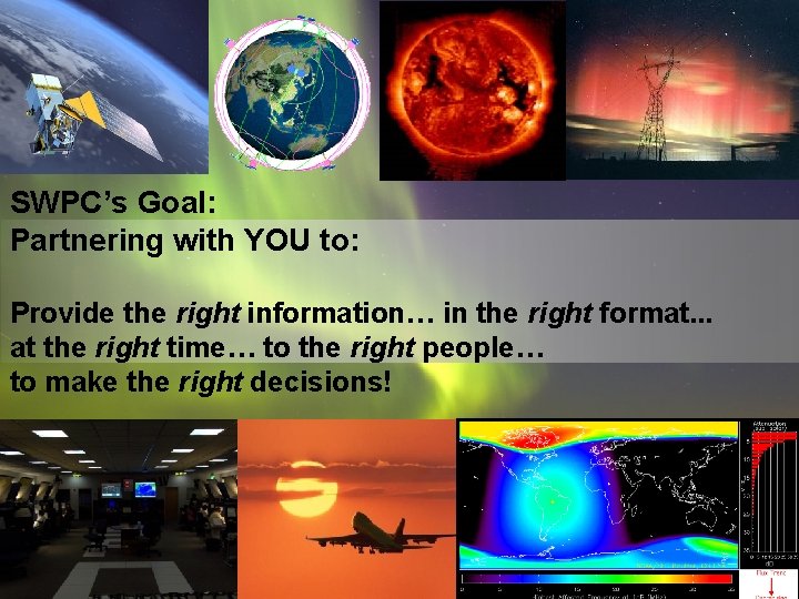 SWPC’s Goal: Partnering with YOU to: Provide the right information… in the right format.