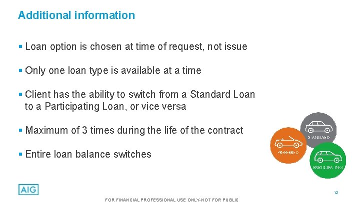 Additional information § Loan option is chosen at time of request, not issue §