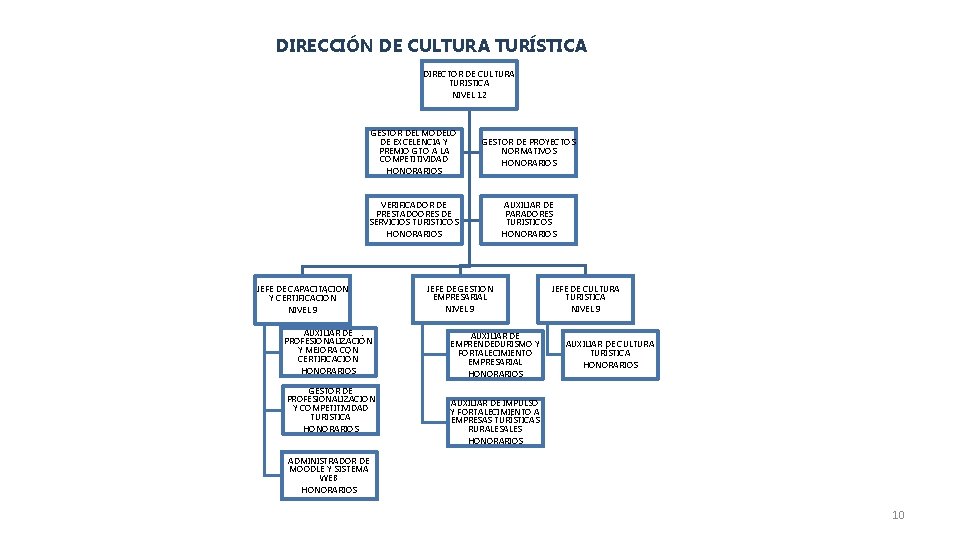 DIRECCIÓN DE CULTURA TURÍSTICA DIRECTOR DE CULTURA TURISTICA NIVEL 12 GESTOR DEL MODELO DE