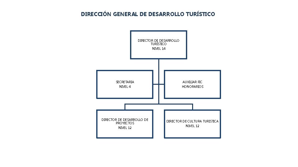 DIRECCIÓN GENERAL DE DESARROLLO TURÍSTICO DIRECTOR DE DESARROLLO TURÍSTICO NIVEL 14 SECRETARIA NIVEL 4