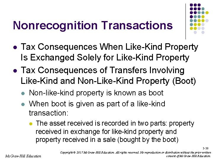 Nonrecognition Transactions l l Tax Consequences When Like-Kind Property Is Exchanged Solely for Like-Kind