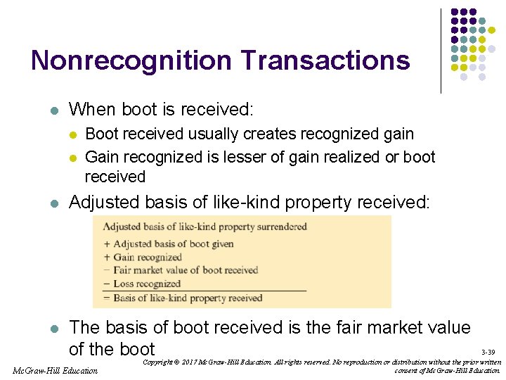Nonrecognition Transactions l When boot is received: l l Boot received usually creates recognized