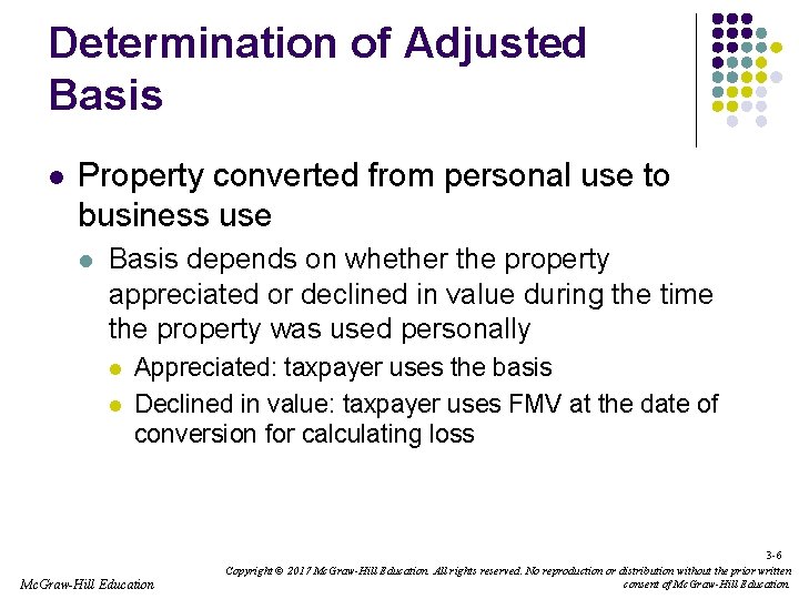 Determination of Adjusted Basis l Property converted from personal use to business use l