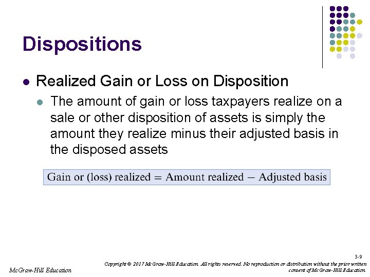 Dispositions l Realized Gain or Loss on Disposition l The amount of gain or