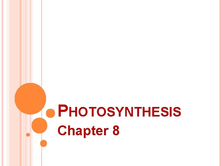 PHOTOSYNTHESIS Chapter 8 