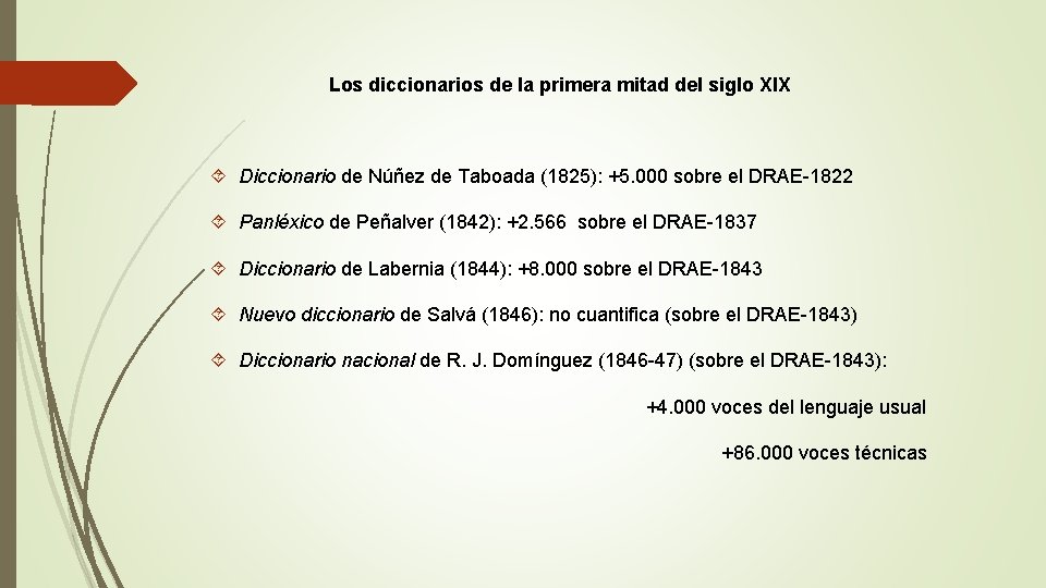 Los diccionarios de la primera mitad del siglo XIX Diccionario de Núñez de Taboada
