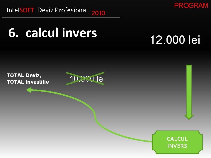 Intel. SOFT Deviz Profesional 2010 6. calcul invers TOTAL Deviz, TOTAL Investitie PROGRAM 12.