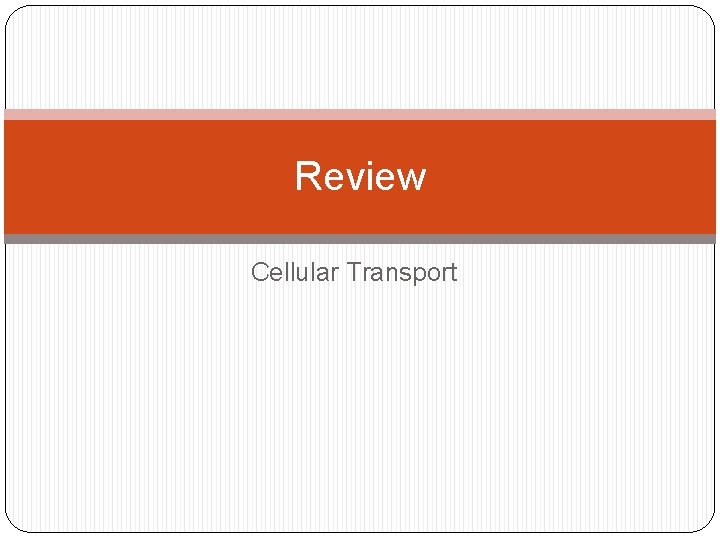 Review Cellular Transport 