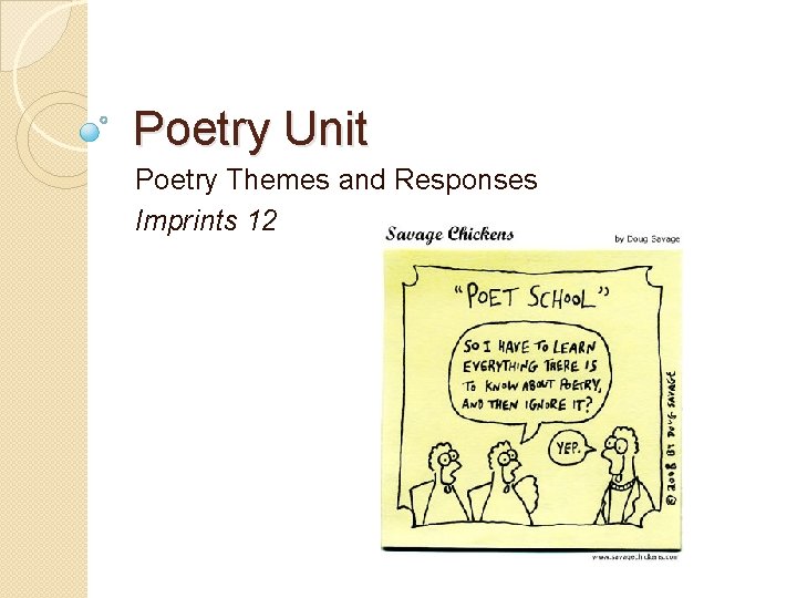Poetry Unit Poetry Themes and Responses Imprints 12 