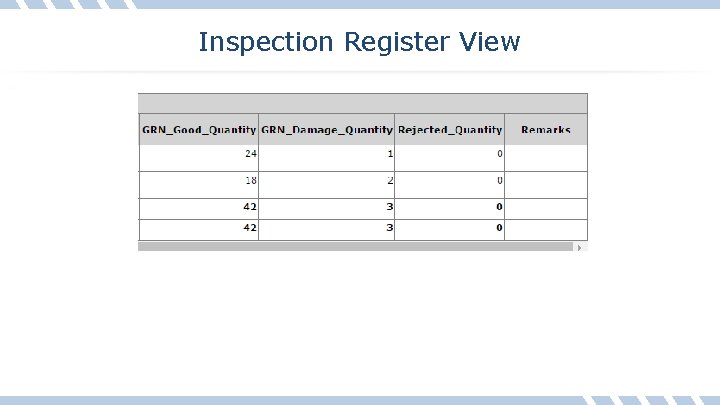 Inspection Register View 