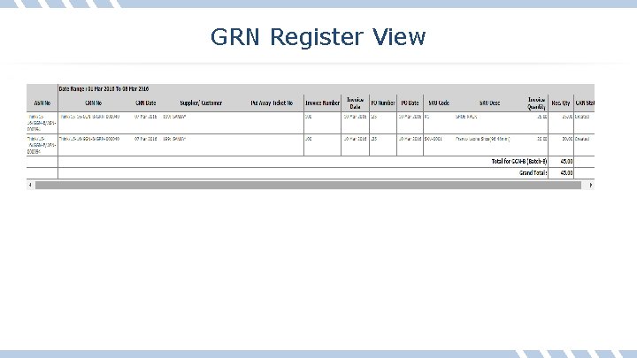 GRN Register View 