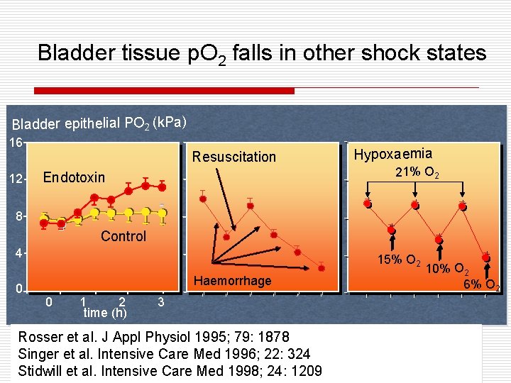 Bladder tissue p. O 2 falls in other shock states Bladder epithelial PO 2 Bladder tissue p. O 2 falls in other shock states Bladder epithelial PO 2