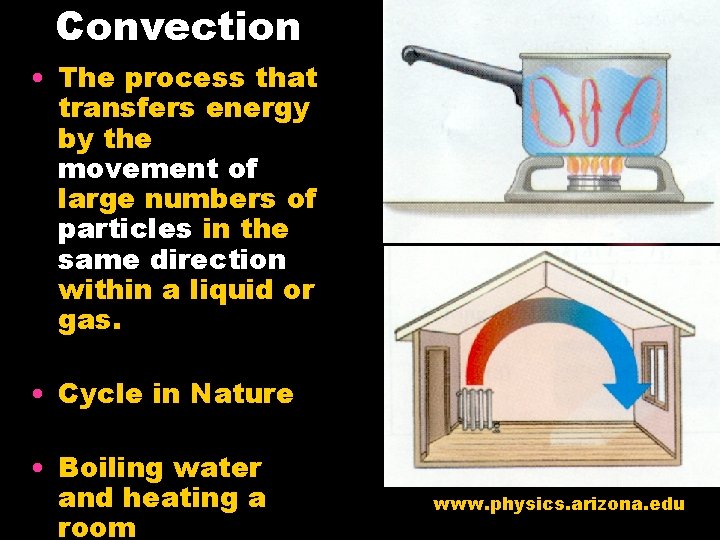 Convection • The process that transfers energy by the movement of large numbers of