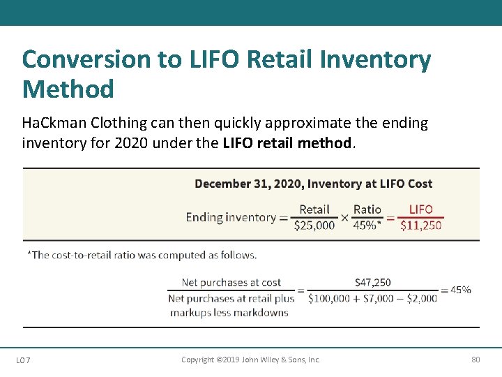 Conversion to LIFO Retail Inventory Method Ha. Ckman Clothing can then quickly approximate the