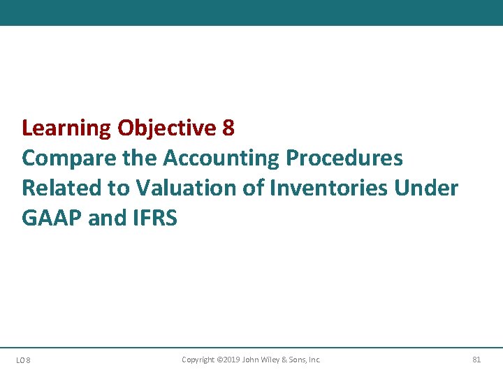 Learning Objective 8 Compare the Accounting Procedures Related to Valuation of Inventories Under GAAP