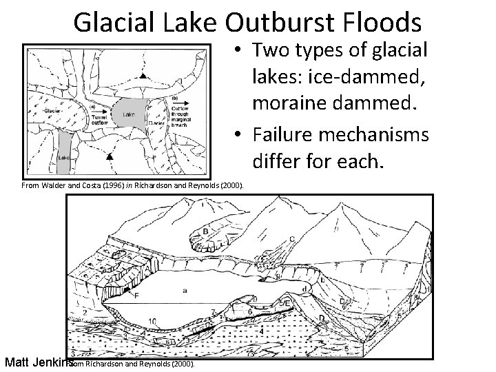 Glacial Lake Outburst Floods • Two types of glacial lakes: ice-dammed, moraine dammed. • Glacial Lake Outburst Floods • Two types of glacial lakes: ice-dammed, moraine dammed. •