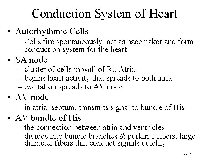 Conduction System of Heart • Autorhythmic Cells – Cells fire spontaneously, act as pacemaker
