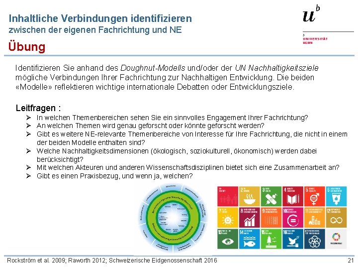 Inhaltliche Verbindungen identifizieren zwischen der eigenen Fachrichtung und NE Übung Identifizieren Sie anhand des