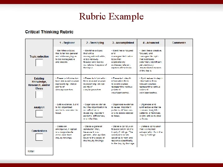 Rubric Example 