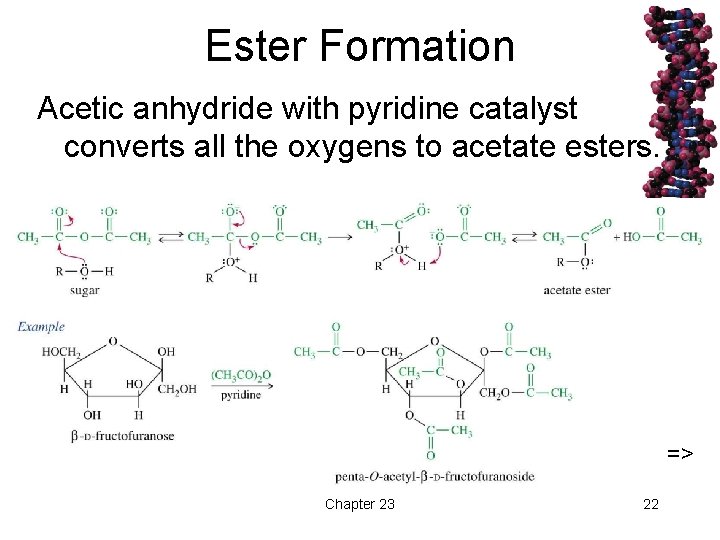 Ester Formation Acetic anhydride with pyridine catalyst converts all the oxygens to acetate esters.