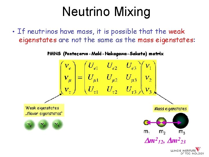 Neutrino Mixing • If neutrinos have mass, it is possible that the weak eigenstates Neutrino Mixing • If neutrinos have mass, it is possible that the weak eigenstates